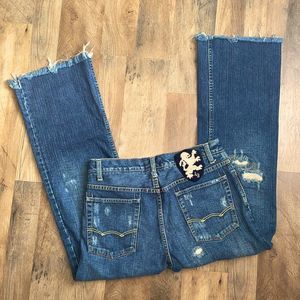 VTG AEO Distressed Bootcut Jambe Jeans Logo Patch
